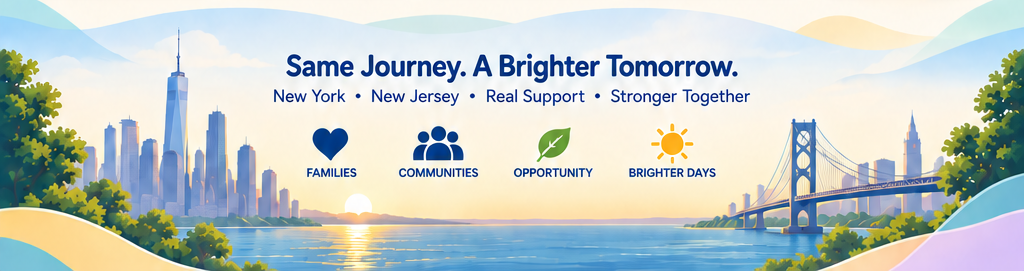 Same Journey. A Brighter Tomorrow. New York and New Jersey skyline