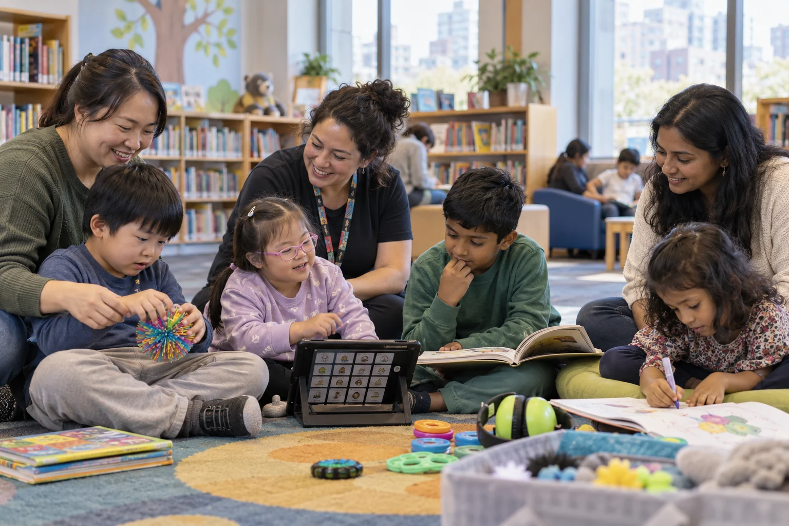 Families enjoying a learning activity together