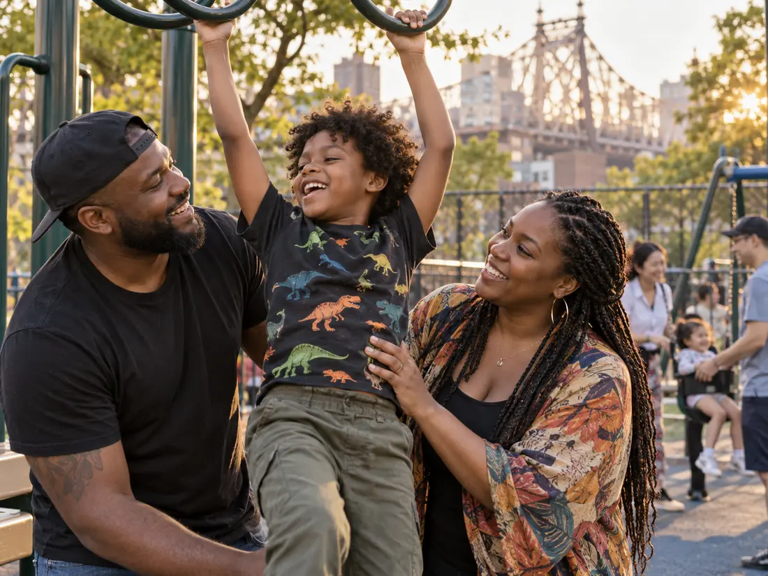A family enjoying time together at a neighborhood playground