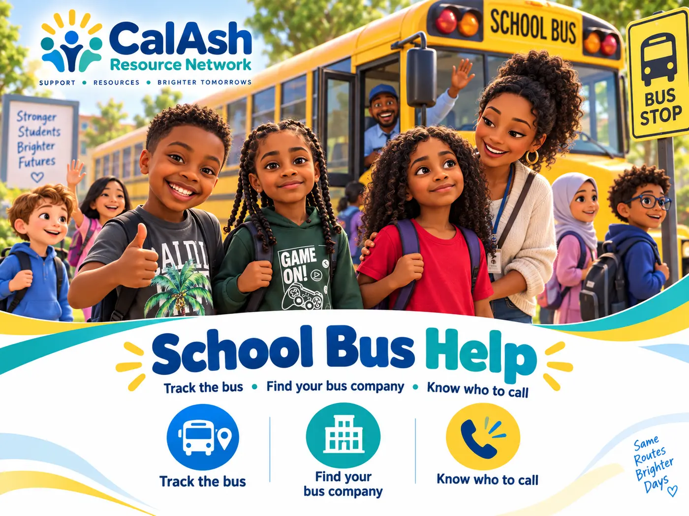 Children boarding a school bus with support from adults